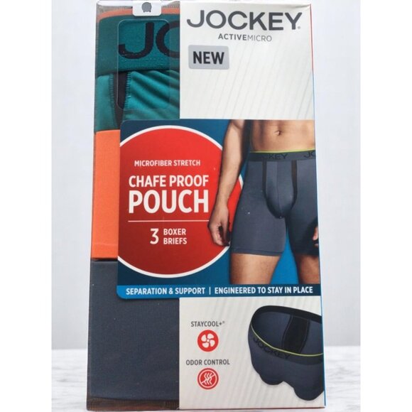Jockey Active Microfiber Stretch Chafe Proof Pouch 3-Pack Boxer Briefs Small NEW - Picture 6 of 7